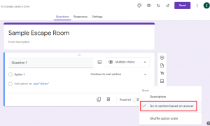 Use logic branching with Google Forms instruction