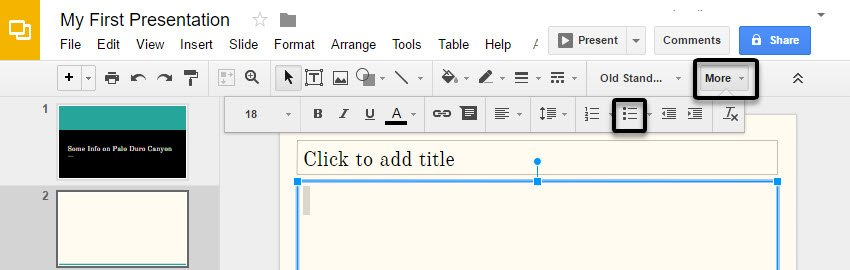 the use of slide presentations in a classroom