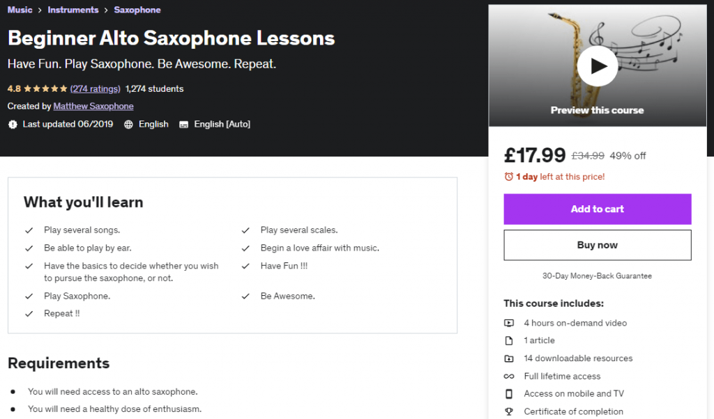 Best Saxophone Courses Online To Play Saxophone like a Pro