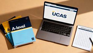 flat-lay-of-ucas-study-materials-and-laptop-showing-how-ucas-points-are-calculated