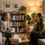 Professional counsellor speaking with a client