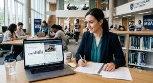 young-working-professional-studying-for-an-MBA-while-balancing-career-growth
