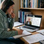 A-Level student having an advanced online lesson with a specialist tutor.