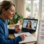 UK parent speaking with an online tutor before booking a lesson