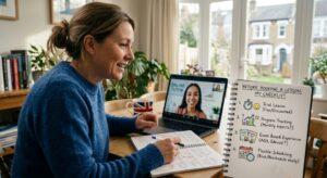 UK-parent-speaking-with-an-online-tutor-before-booking-a-lesson