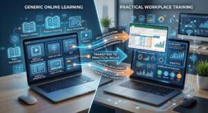 showing-the-transition-from-generic-online-learning-to-practical-workplace-training
