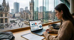 student-analysing-the-complete-cost-of-an-international-degree-on-a-laptop